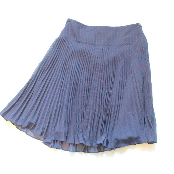 NWT The Limited Red Navy Polka Dot Pleated Skirt - Picture 7 of 7